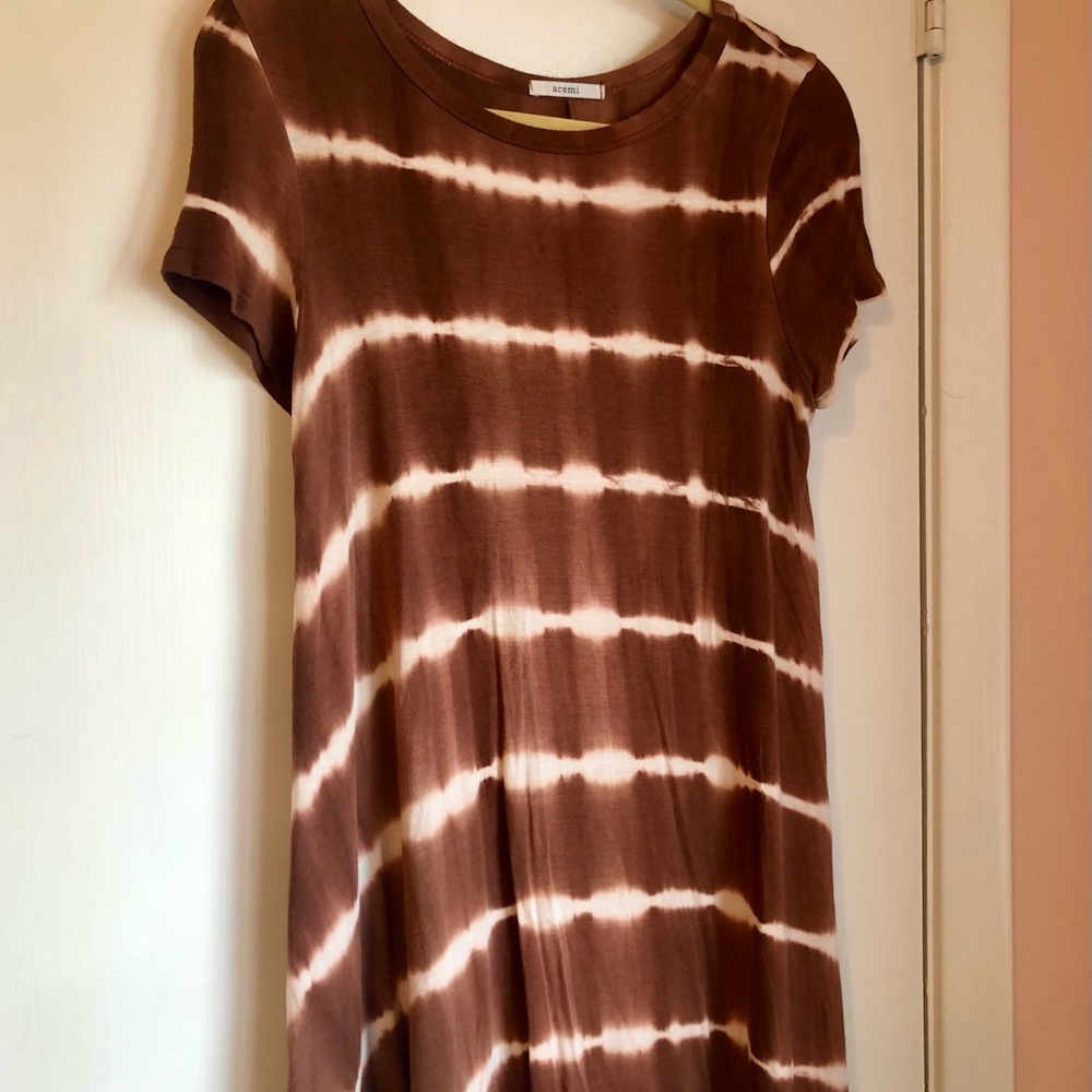 Brown Tie Dye T-Shirt Dress